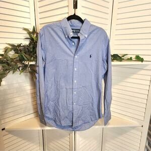RALPH LAUREN BLUE CLASSIC FIT PLAID SIZE MEDIUM